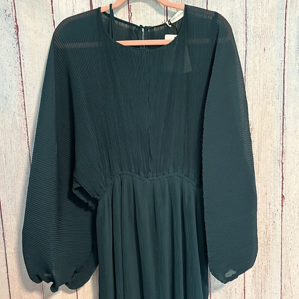 NWT Floret Studios Pleated Long Sleeve Mini Dress